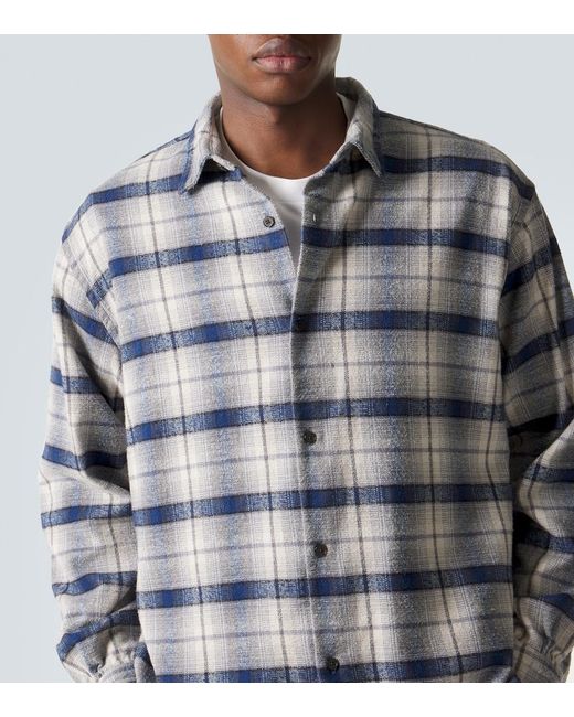 A.PRESSE Gray Vintage Checked Cotton And Silk-Blend Shirt for men