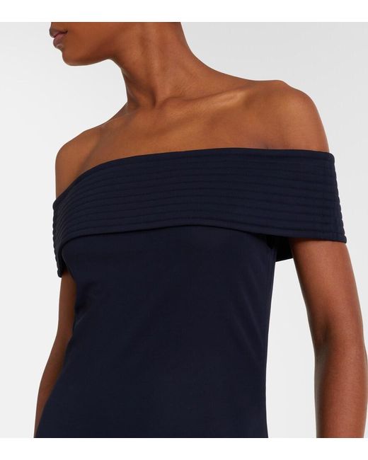 Alaïa Blue Off-Shoulder Jersey Maxi Dress