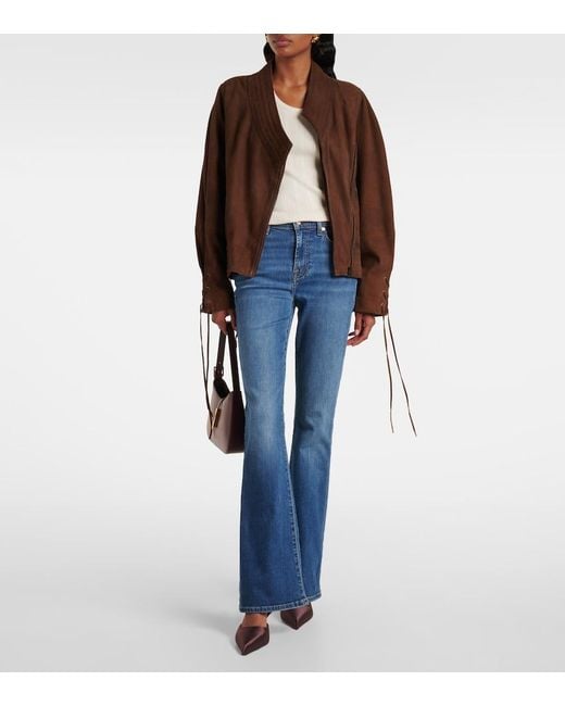 7 For All Mankind Blue Mid-Rise Flared Jeans