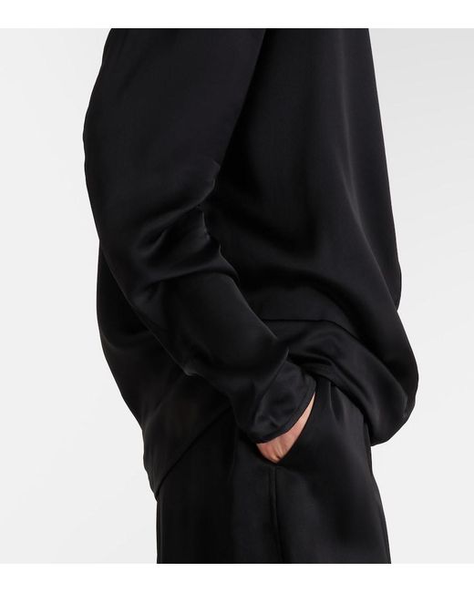 Totême Black Turtleneck Satin Top