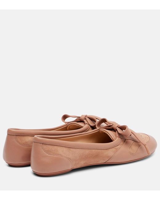 Gianvito Rossi LeatherTrimmed Suede Ballet Flats in Brown Lyst — free download