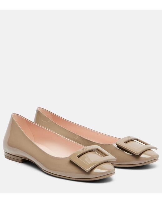 Roger Vivier Natural Gommettine Patent Leather Ballet Flats