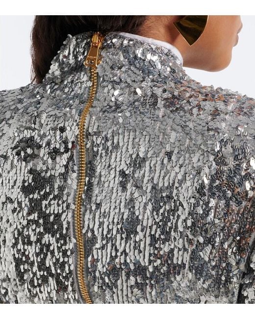 Robe A Sequins Balmain en coloris Gray