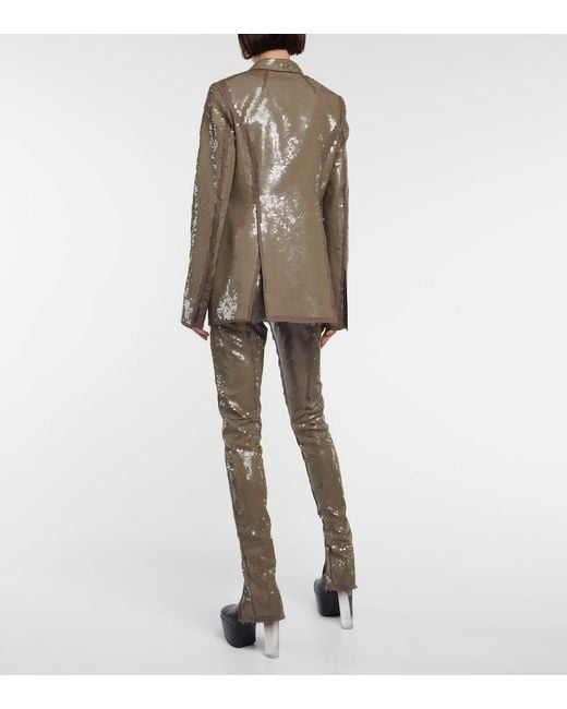 Rick Owens Green Sequined Single-breasted Cotton Blazer