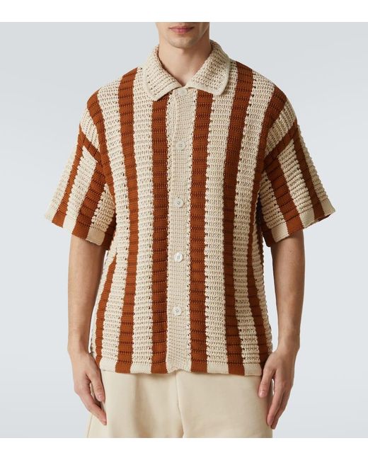 Orlebar Brown Brown Thomas Crochet Cotton Bowling Shirt for men