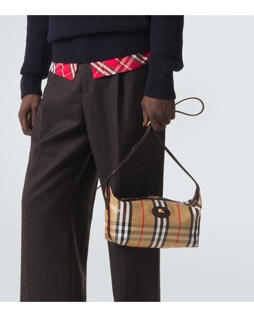 Burberry White Check Canvas Shoulder Bag for men
