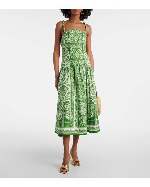 Farm Rio Green Bedrucktes Maxikleid Aus Baumwolle