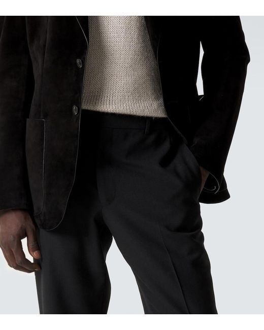Thom Sweeney Black Wool Straight Pants for men