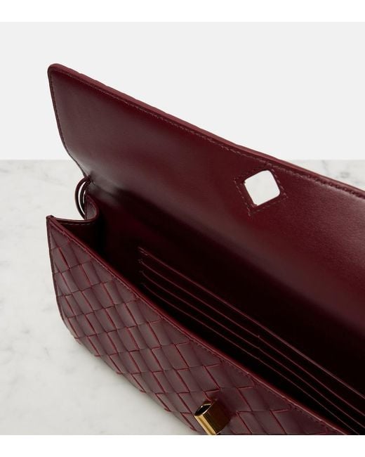 Bottega Veneta Red Andiamo Intrecciato Leather Clutch