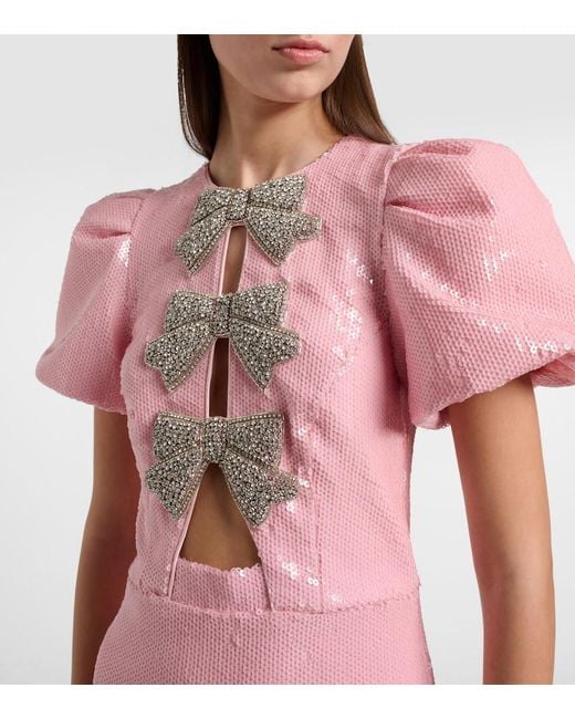 Rebecca Vallance Pink Lydia Cutout Sequined Cocktail Dress