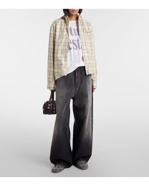 Acne Gray 2023 Distressed Wide-Leg Jeans