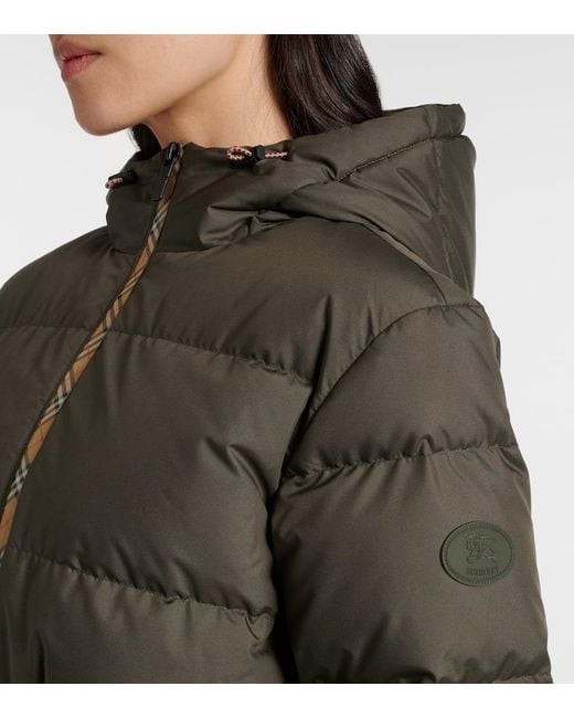 Veste Doudoune Check A Capuche Burberry en coloris Green