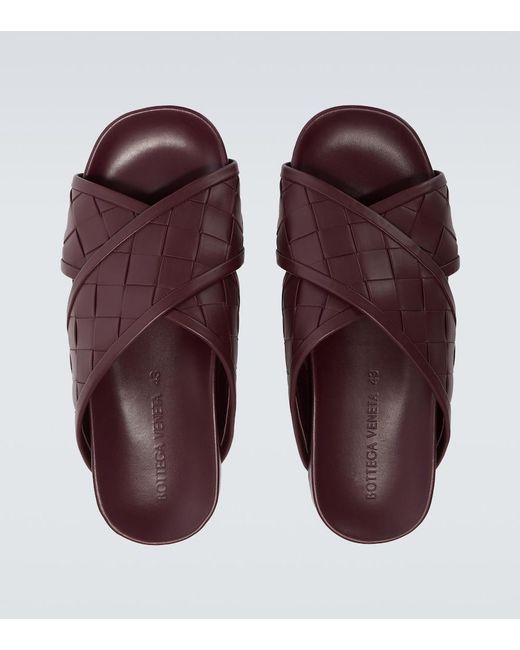 Bottega Veneta Brown Tarik Intrecciato Leather Sandals for men
