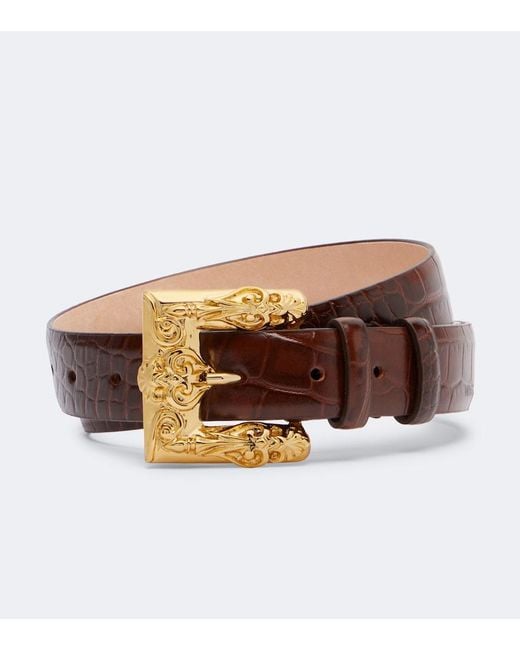 Magda Butrym Brown Croc-Effect Leather Belt