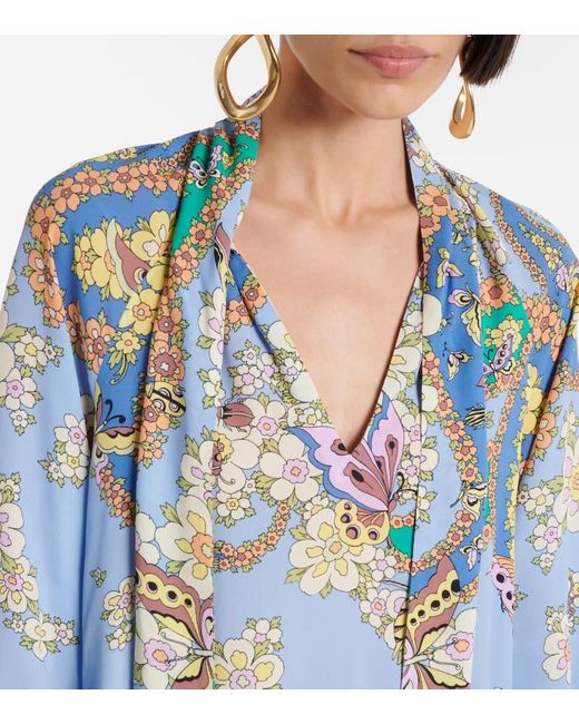 Etro Blue Floral Blouse