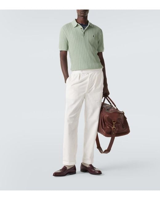 Polo Ralph Lauren Green Cable-Knit Cotton Polo Shirt for men