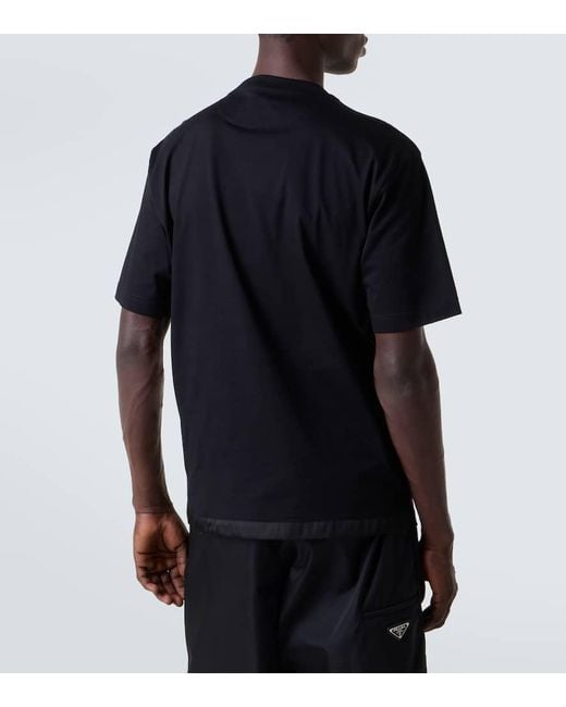 Prada T-Shirt Mit Einsatz Aus Re-Nylon in Black für Herren