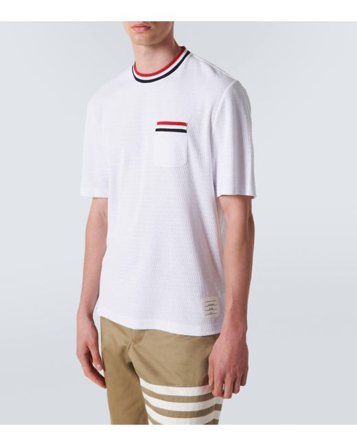 Thom Browne White Pointelle Cotton T-shirt for men