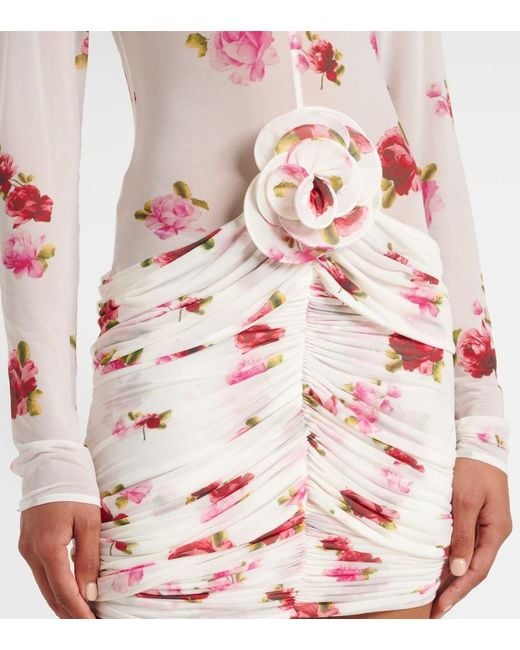 Magda Butrym Pink Floral-Applique Sheer Jersey Minidress