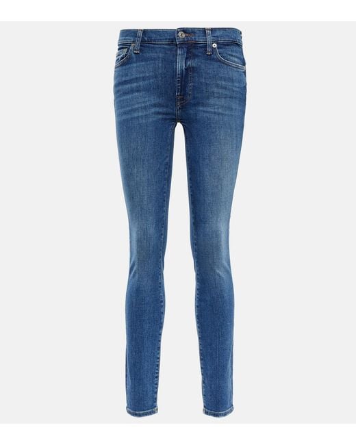 7 For All Mankind Pyper Mid-rise Skinny Jeans in Blue | Lyst
