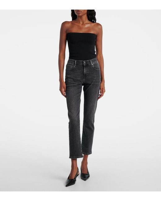 AG Jeans Blue Cropped Mid-Rise Slim Jeans