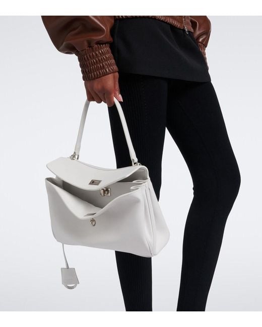 Balenciaga White Rodeo Medium Leather Shoulder Bag