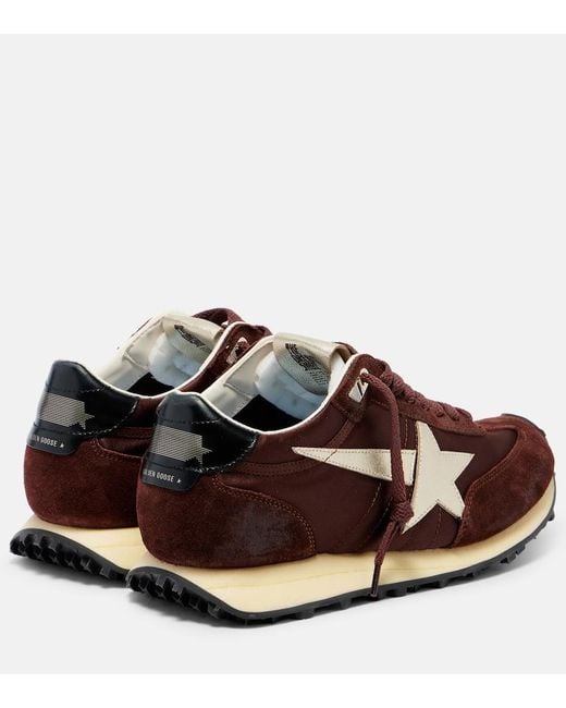Golden Goose Deluxe Brand Brown Running Marathon Satin And Suede Sneakers