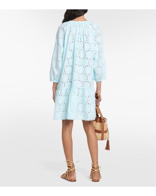 Melissa Odabash Blue Ashley Embroidered Cotton Minidress