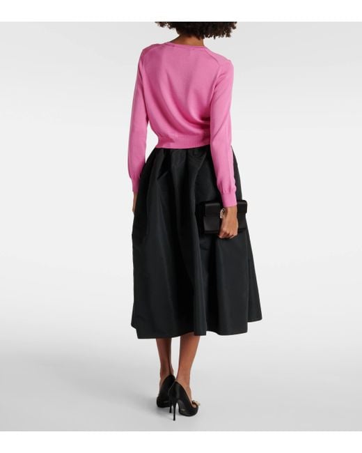 Carolina Herrera Pink Silk And Cotton Cardigan