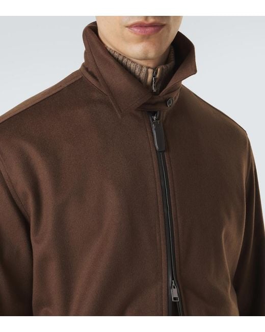 Brioni Brown Cashmere And Wool Blouson Jacket for men