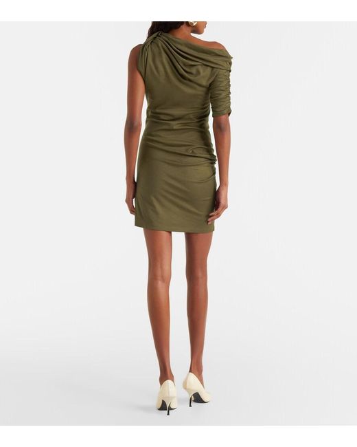 Jacquemus Green Draped Cotton And Silk Minidress