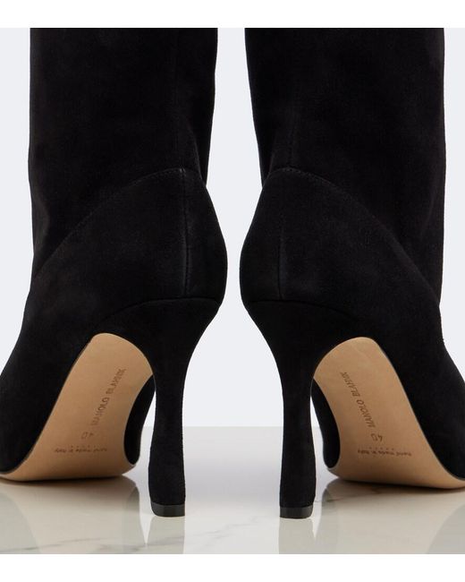 Manolo Blahnik Black Gostatu Suede Ankle Boots