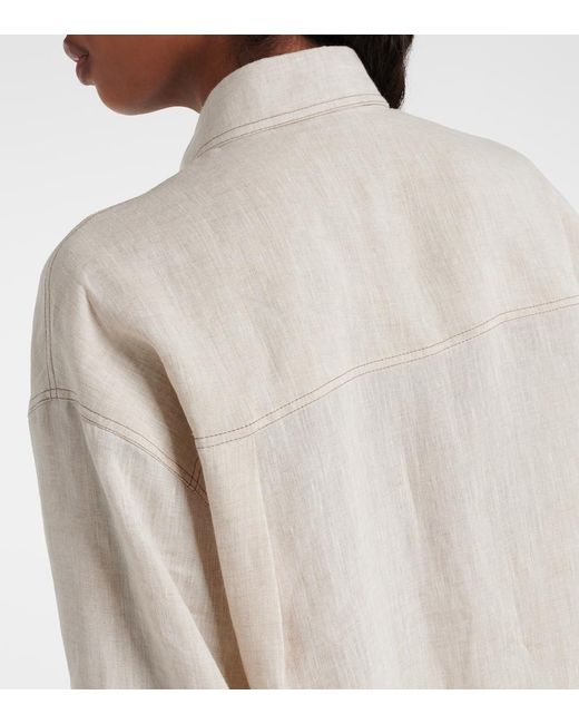Brunello Cucinelli Natural Oversized Linen Shirt