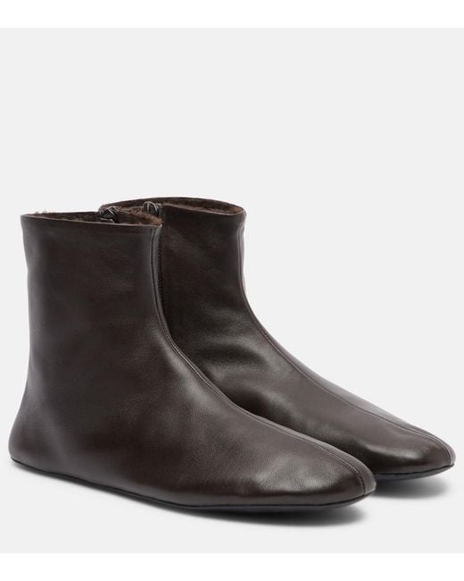 The Row Brown Ankle Boots Stella Aus Leder Mit Shearling