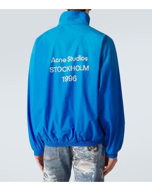 Acne Blue Olando Logo-print Cotton-poplin Jacket for men