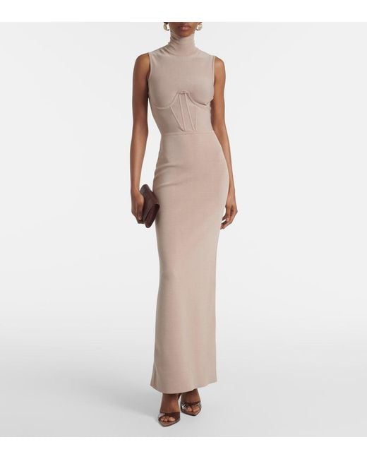 Nensi Dojaka White Gwyneth Knitted Corset Maxi Dress
