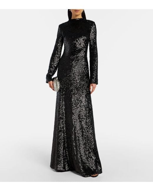 Jonathan Simkhai Black Beatrice Sequined Gown