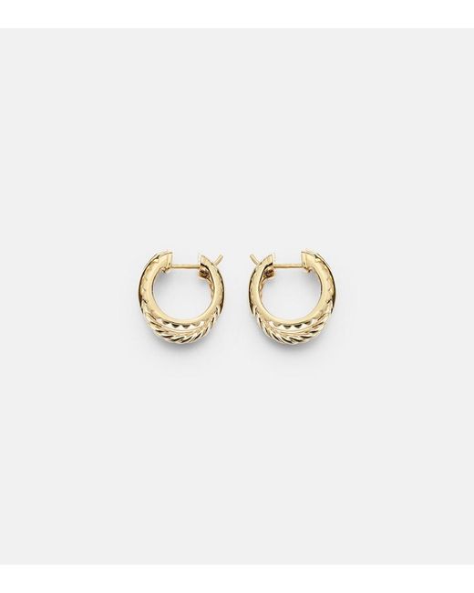 David Yurman White Dy Crossover 18Kt Hoop Earrings With Diamonds