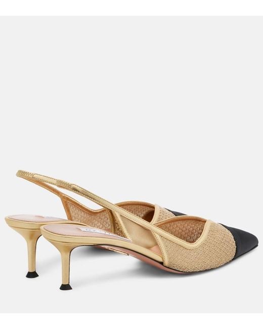 Aquazzura Metallic Gia 50 Mesh Slingback Pumps