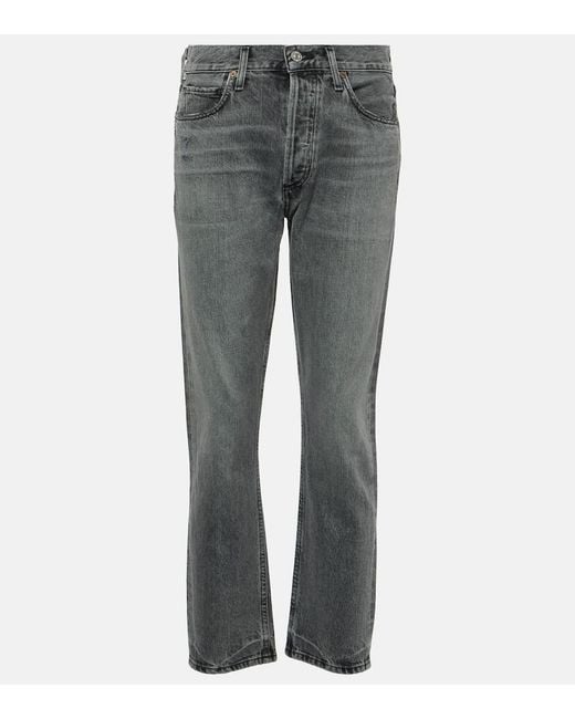 Citizens of Humanity Gray Charlotte High-Rise Straight Jeans