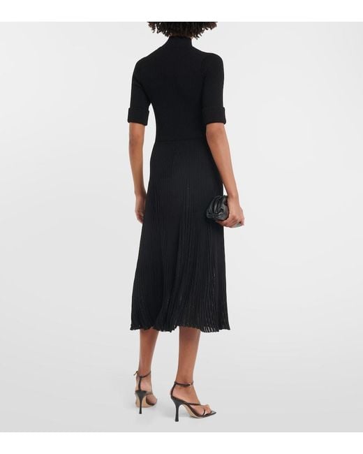 Dorothee Schumacher Black Plisse Knit Midi Dress