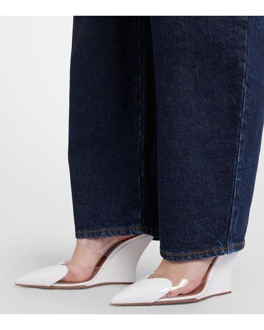 Alaïa White Wedge-Mules Le Cour 90 Aus Lackleder