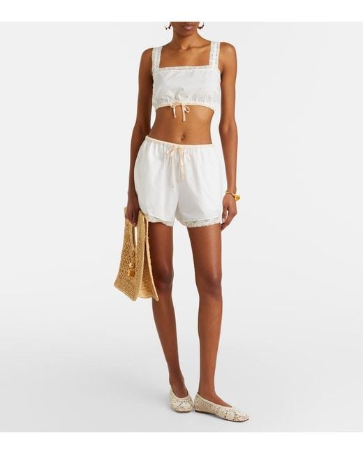 Posse White Alma Cotton Shorts