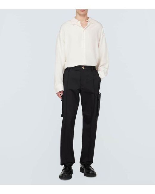 Pantalones cargo de gabardina de algodon Versace de hombre de color Black