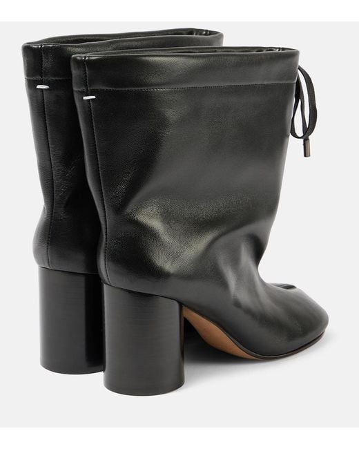 Maison Margiela Black Tabi Drawstring Leather Ankle Boots