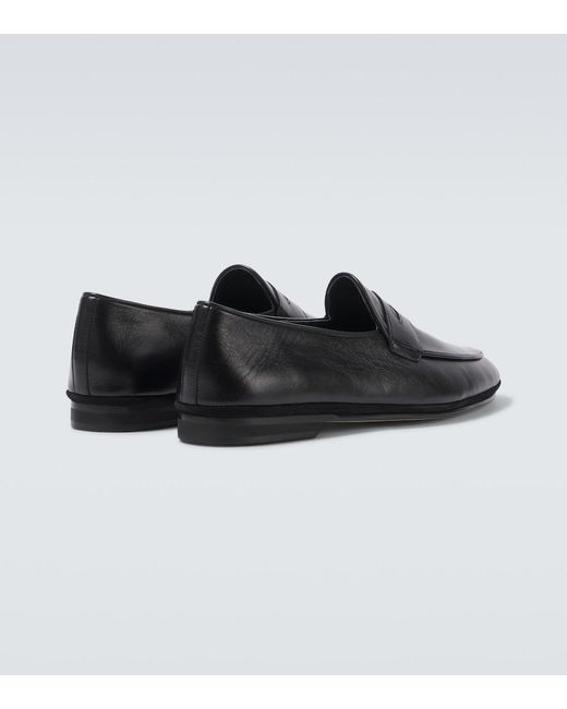 Rubinacci Black Leather Loafers for men
