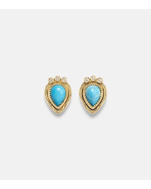 Ileana Makri Blue Tiara 18Kt Drop Earrings With Diamonds And