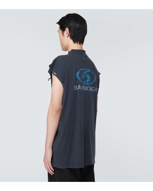 T-shirt in jersey di cotone con stampa di Balenciaga in Blue da Uomo
