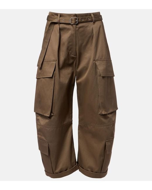 Acne Brown Pama Cropped Cotton Twill Barrel-Leg Cargo Pants