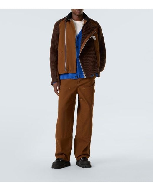 Sacai Brown X Carhartt Wip Belted Cotton Cargo Pants for men